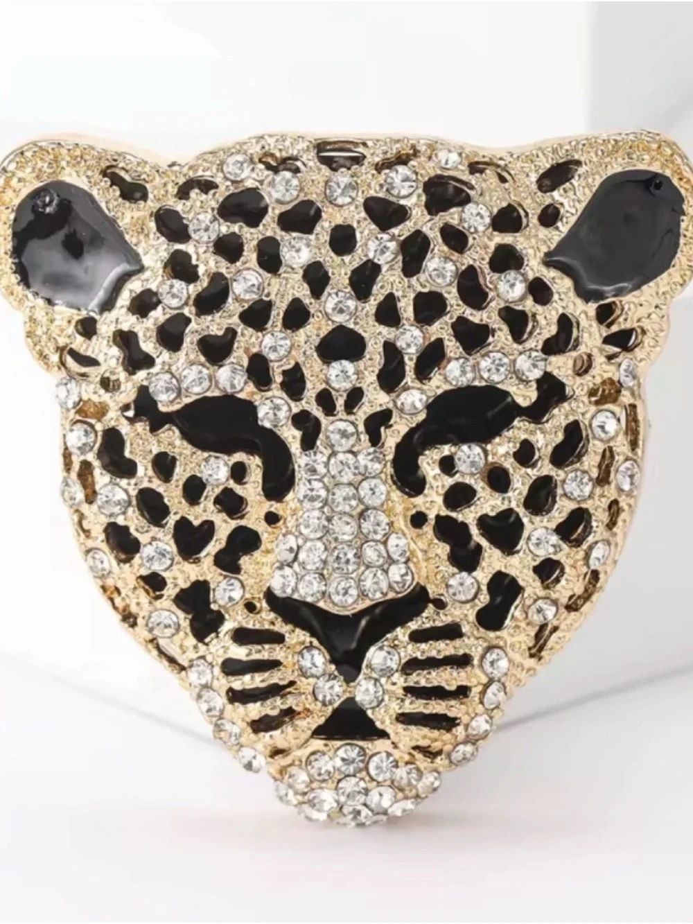 Vintage Gold Leopard Head Brooch Pin
